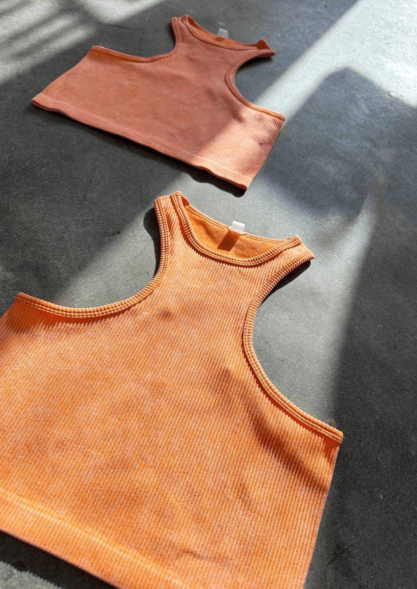 washed racer back tank top