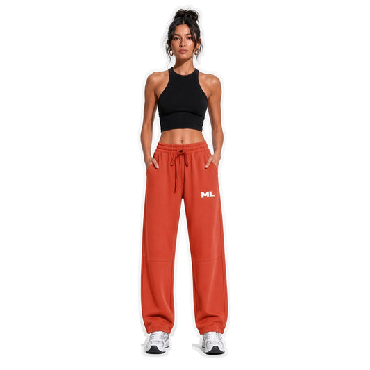 Barrel Leg Fleece Sweatpants — washed red front