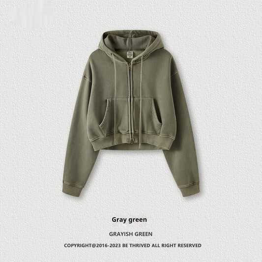Washed Zipper Cardigan Jacket