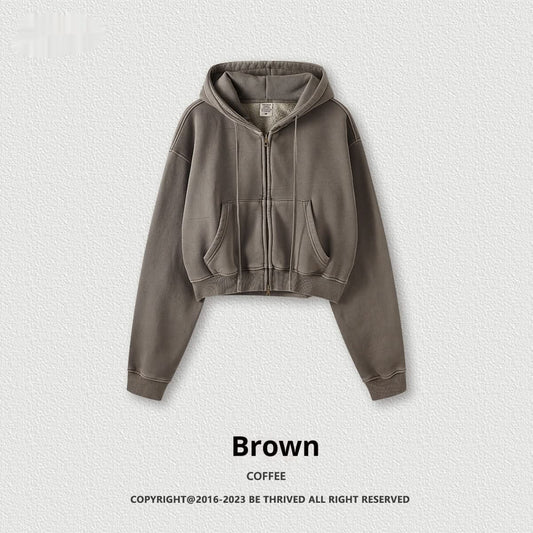 Washed Zipper Cardigan Jacket