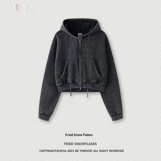 Washed Zipper Cardigan Jacket