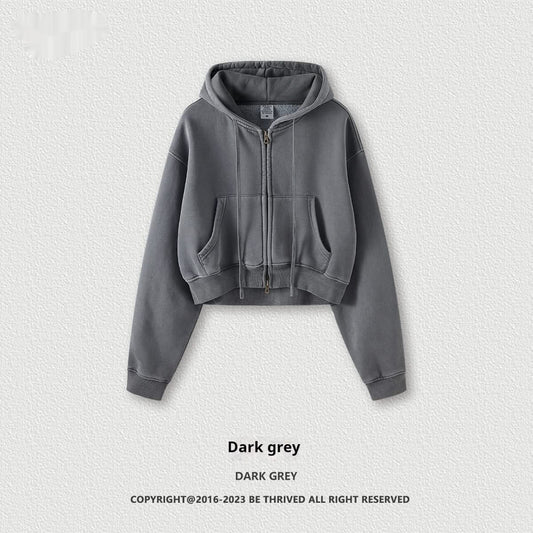 Washed Zipper Cardigan Jacket