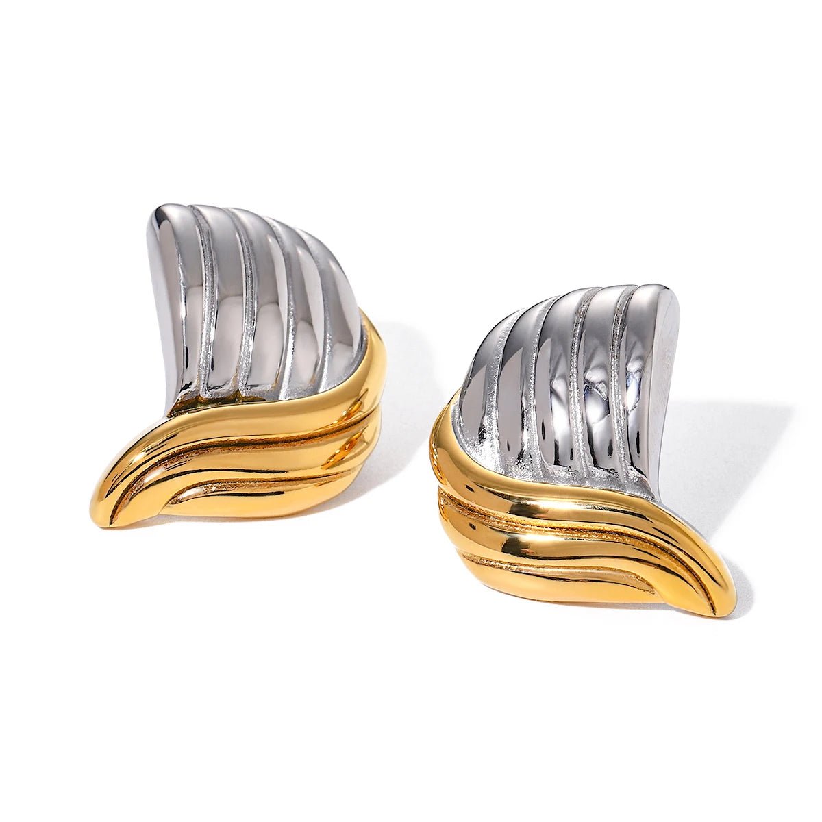 Mixed Silver and Gold Wave Earrings