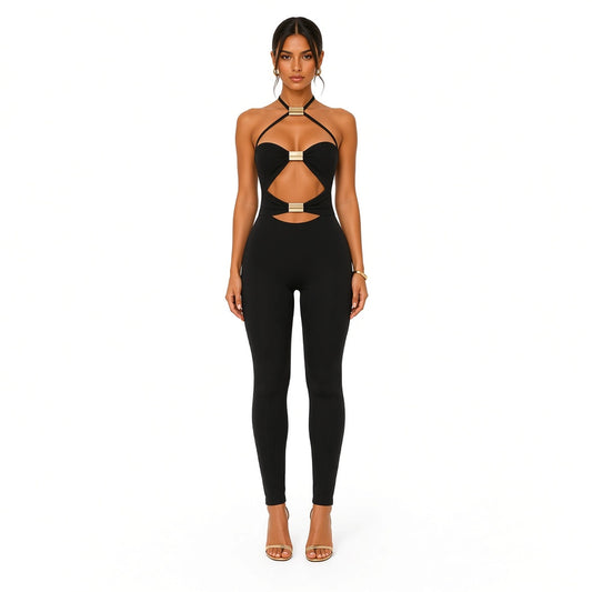 Wear It Out Black Jumpsuit — front