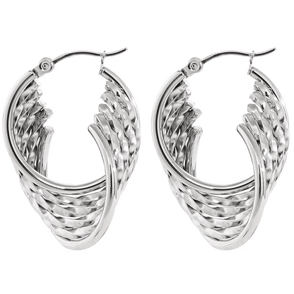 Silver Weaved Spirals Hoop Earrings