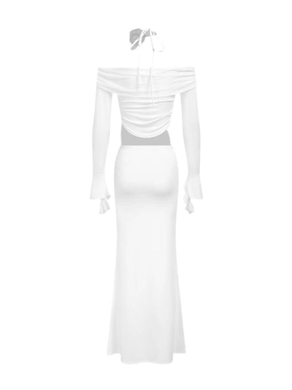 White 2-Piece-Off Shoulder Maxi Set | Mabel Love Co Two-Piece Skirt Set White 2-Piece-Off Shoulder Maxi Set | Mabel Love Co Two-Piece Skirt Set