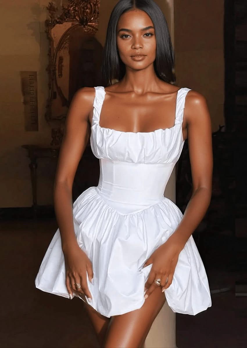 White Babydoll Dress Perfect for Summer Casual Wear White / S White Babydoll Dress Perfect for Summer Casual Wear White / S