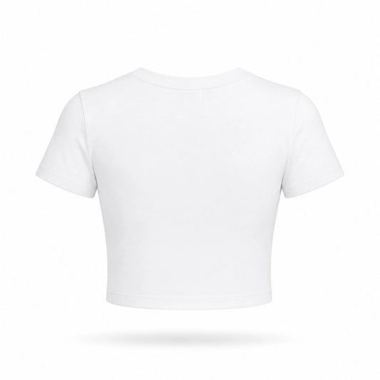 no ice please Fitted Crop Cotton T-Shirt — back