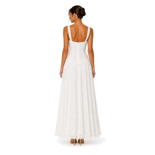 A-Line Maxi Dress — white back