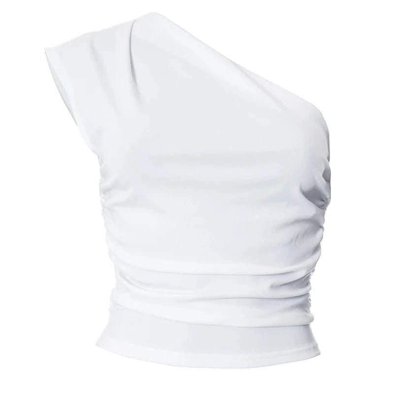 White Basic Slash Neck Tee Shirt