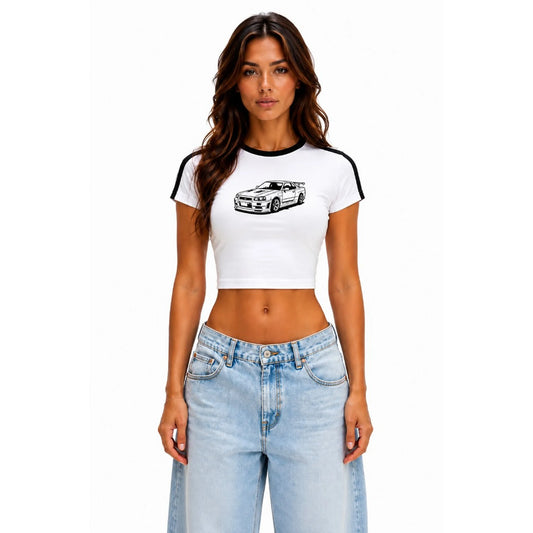 Women’s Racing Crop T-Shirt — close-up