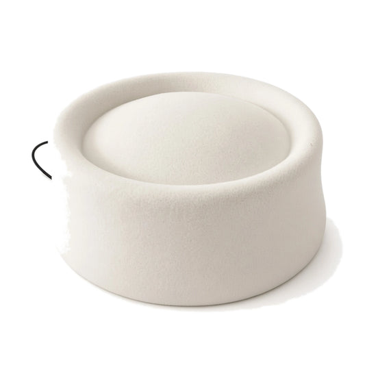 Leopard Print Felt Beret — white front