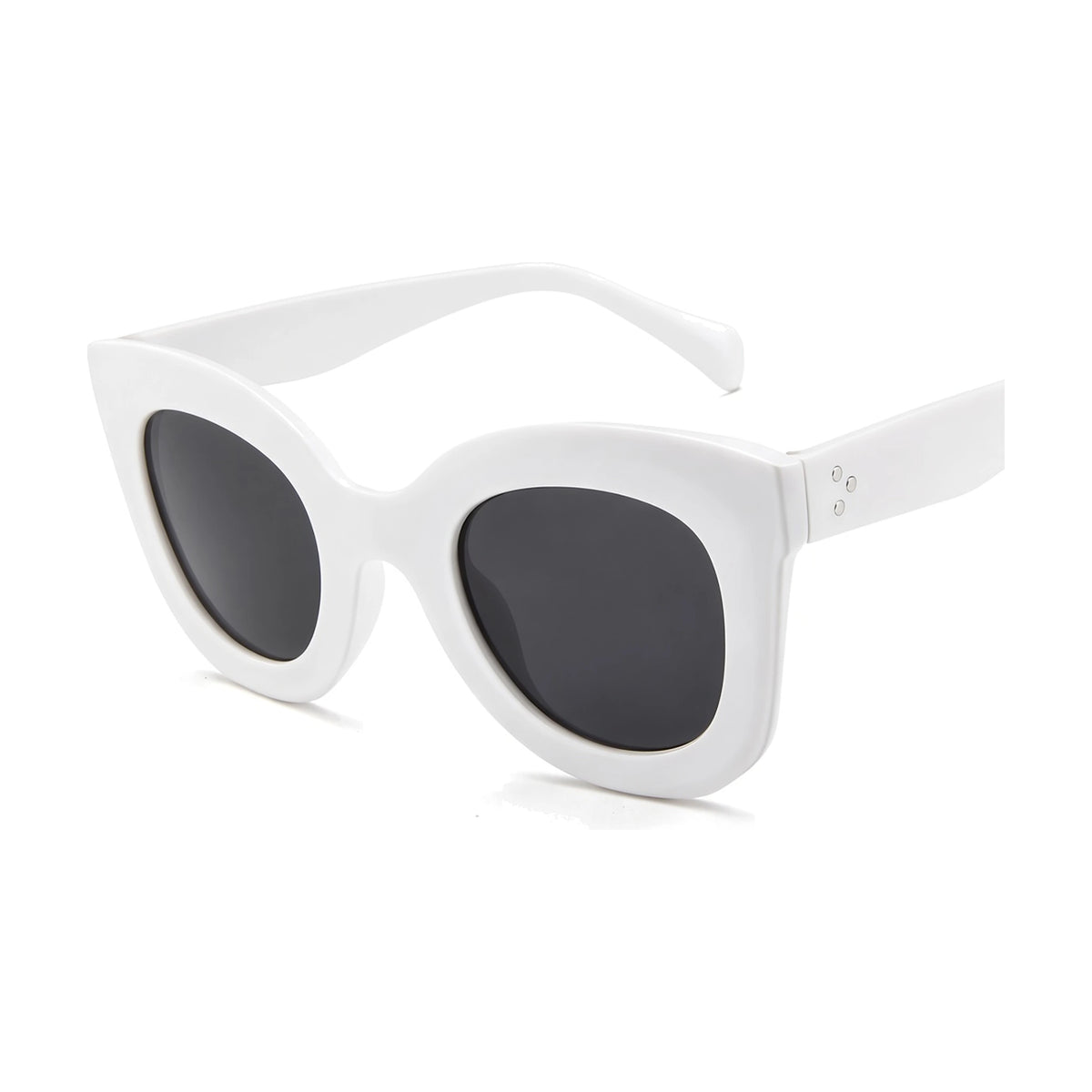 Rivet Cat Eye Sunglasses — white front