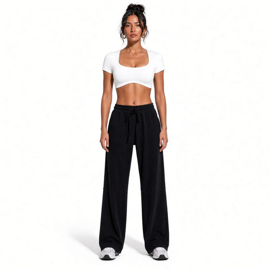 Square Crop top — White front