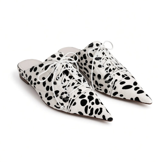 Fashion Women Shoes Retro Leopard Print Mueller Slippers for Woman Comfort Pointed Tip Casual Shoes Designer Shoes Zapatos Mujer — white front
