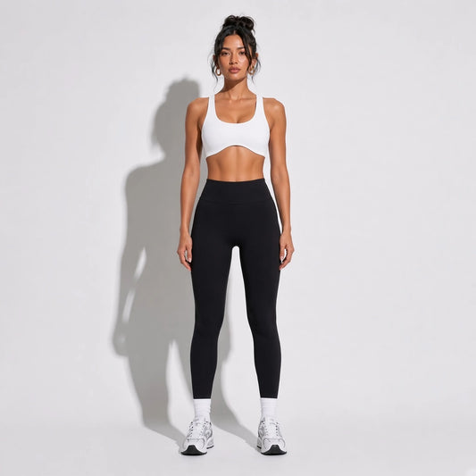 Seamless Sports Bra — White front