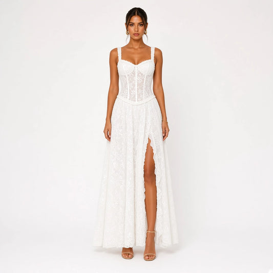 A-Line Maxi Dress — white front