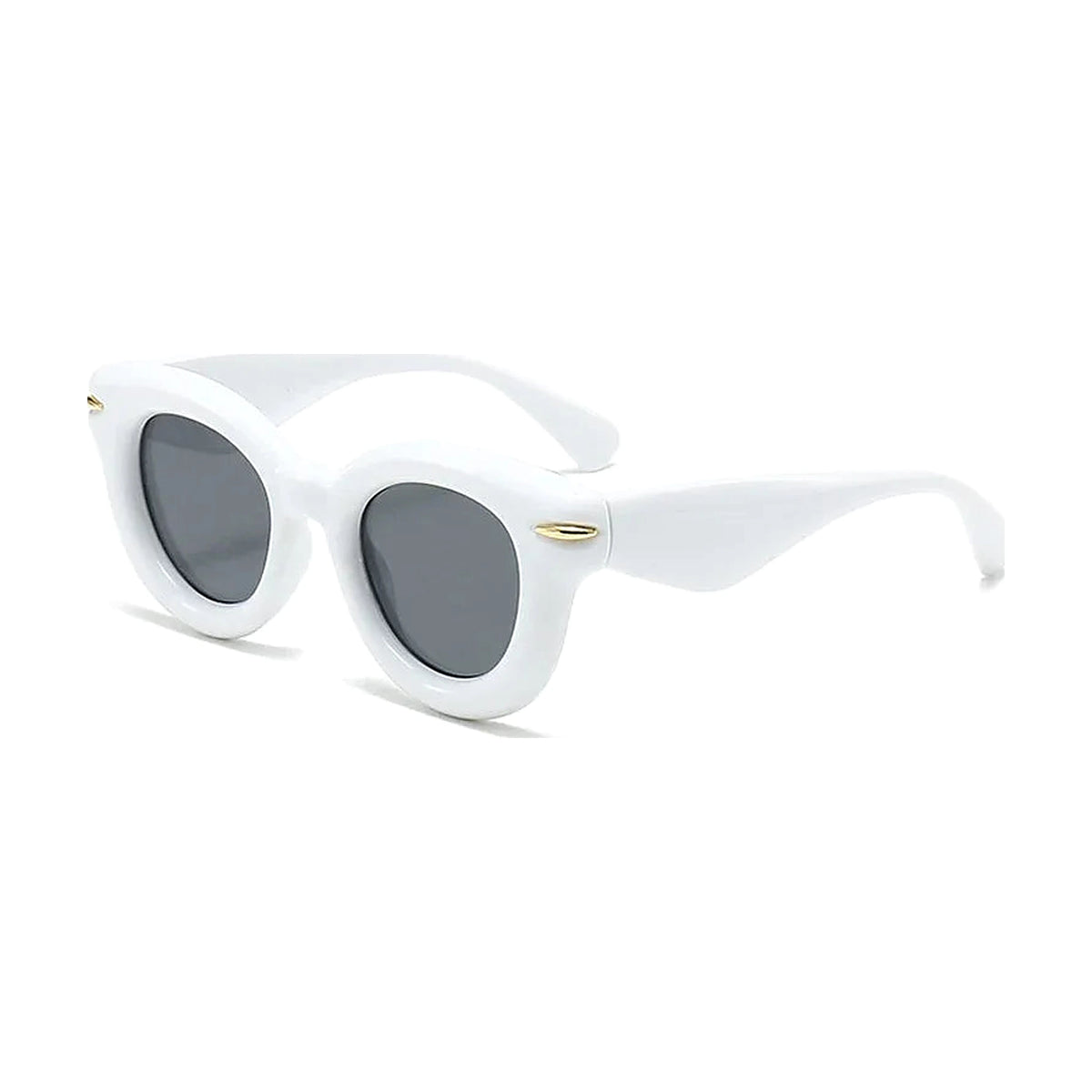 Rivet Oval Sunglasses — White Gray front