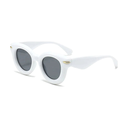 Rivet Oval Sunglasses — White Gray front