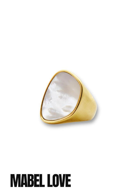 White Pearl Gold Ring