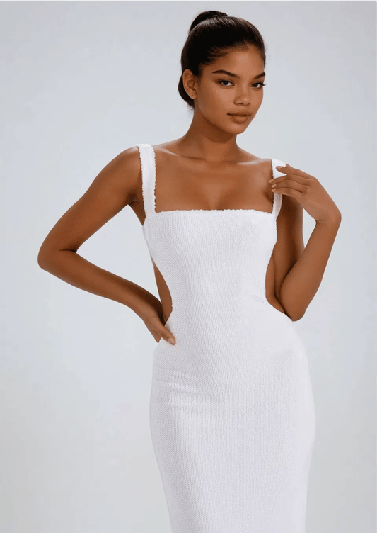 White Sequin Maxi Dress