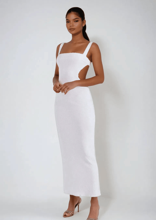 White Sequin Maxi Dress