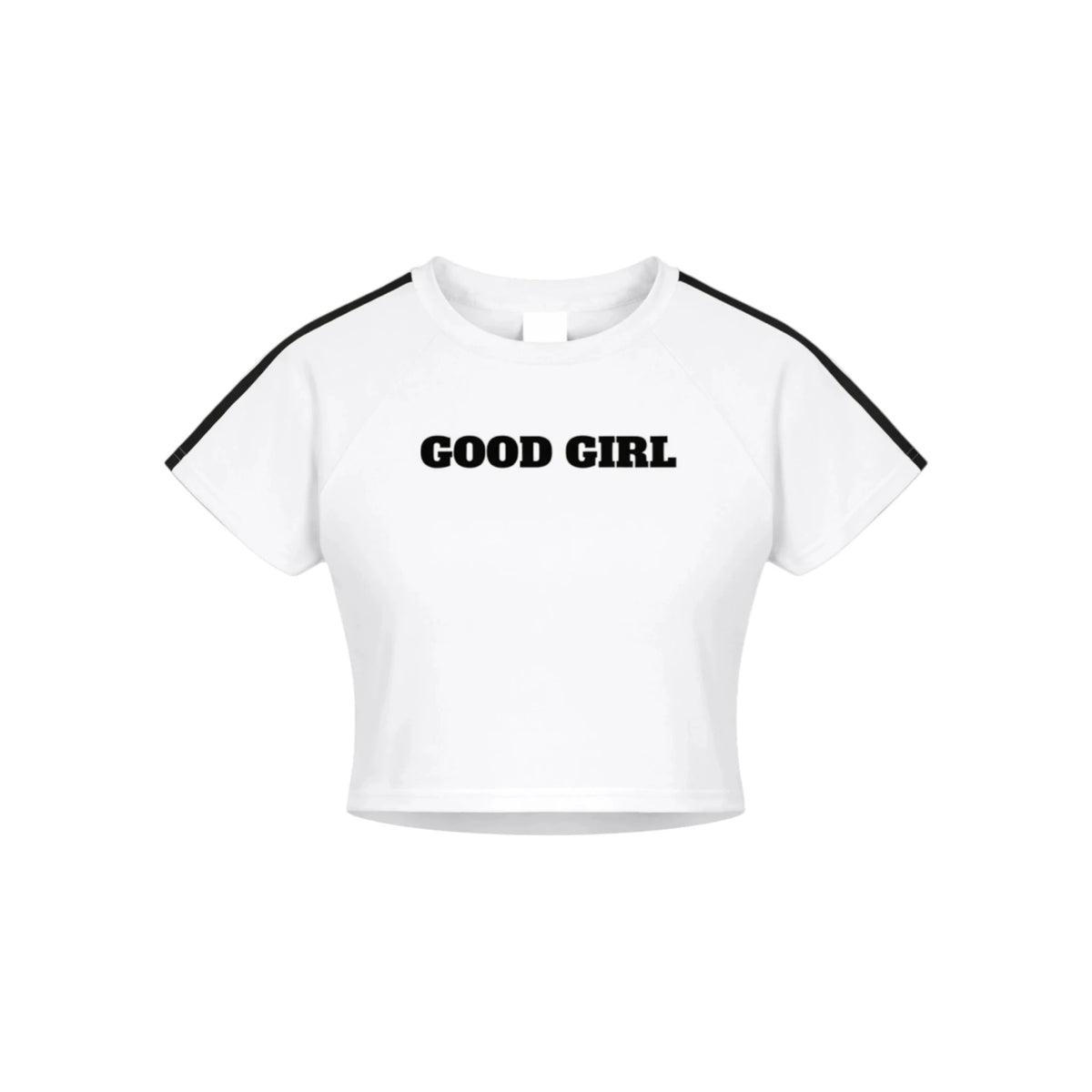 White Stripe Summer Bodycon Crop Top — corrected front ghost image with standard spacing