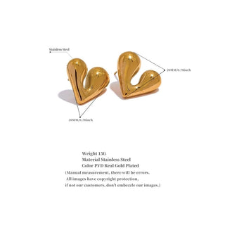 Wide Heart Stud Earrings