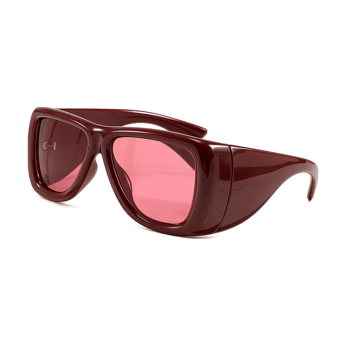 Oversized Square Sunglasses — wine red front