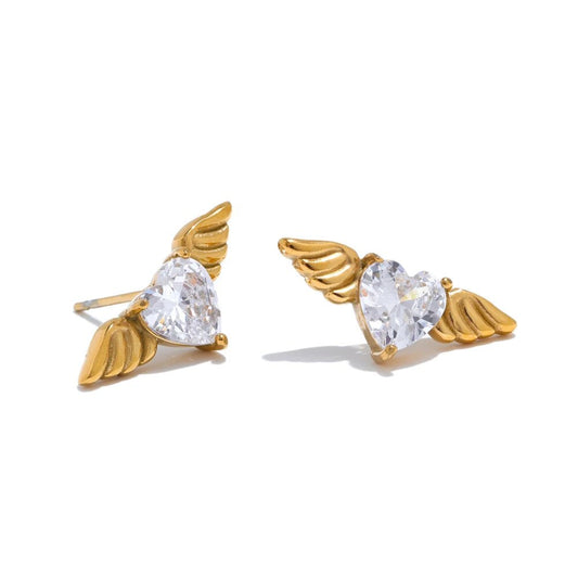 Wing Stud Earrings for Women Gold