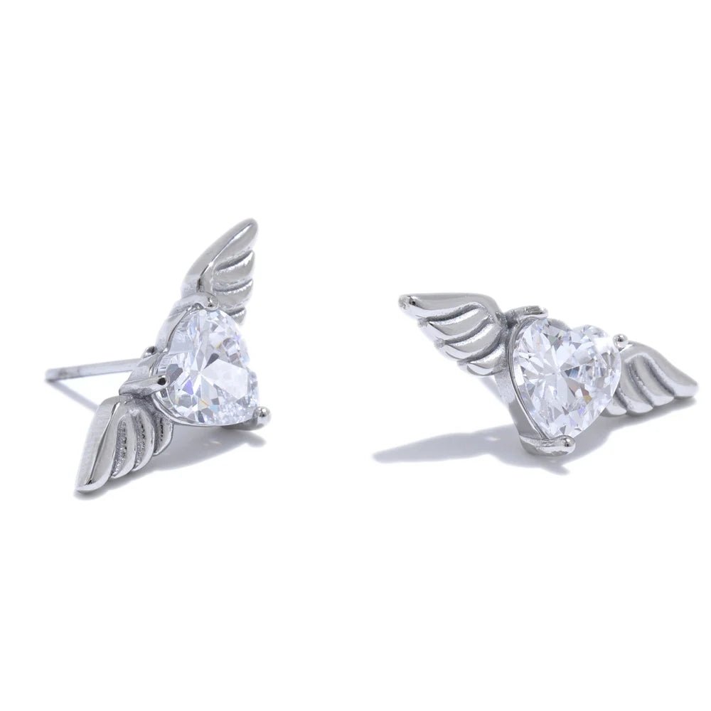 Wing Stud Earrings for Women silver