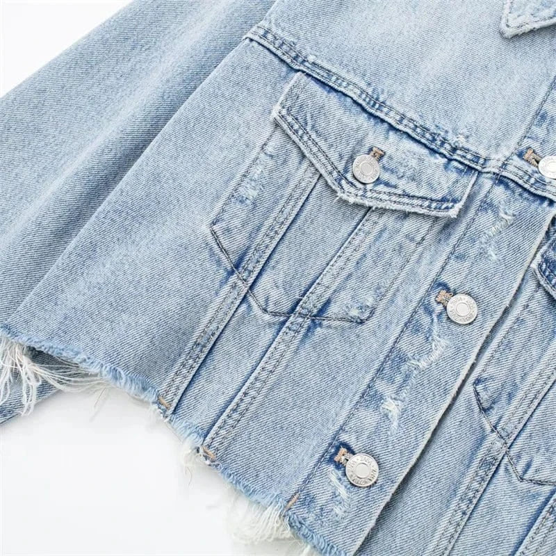 Woman Casual Short Denim Jacket