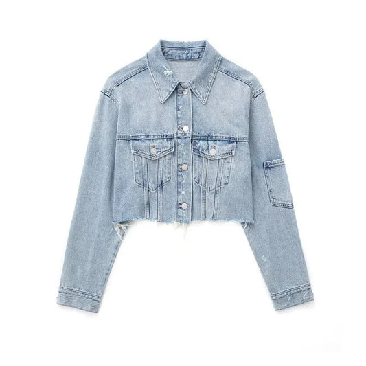 Woman Casual Short Denim Jacket