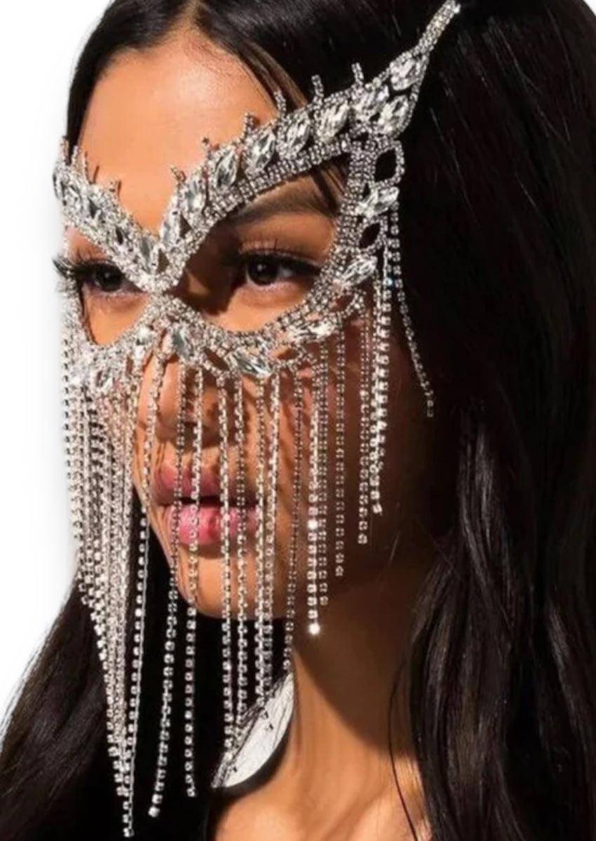 Women Rhinestone Face Mask