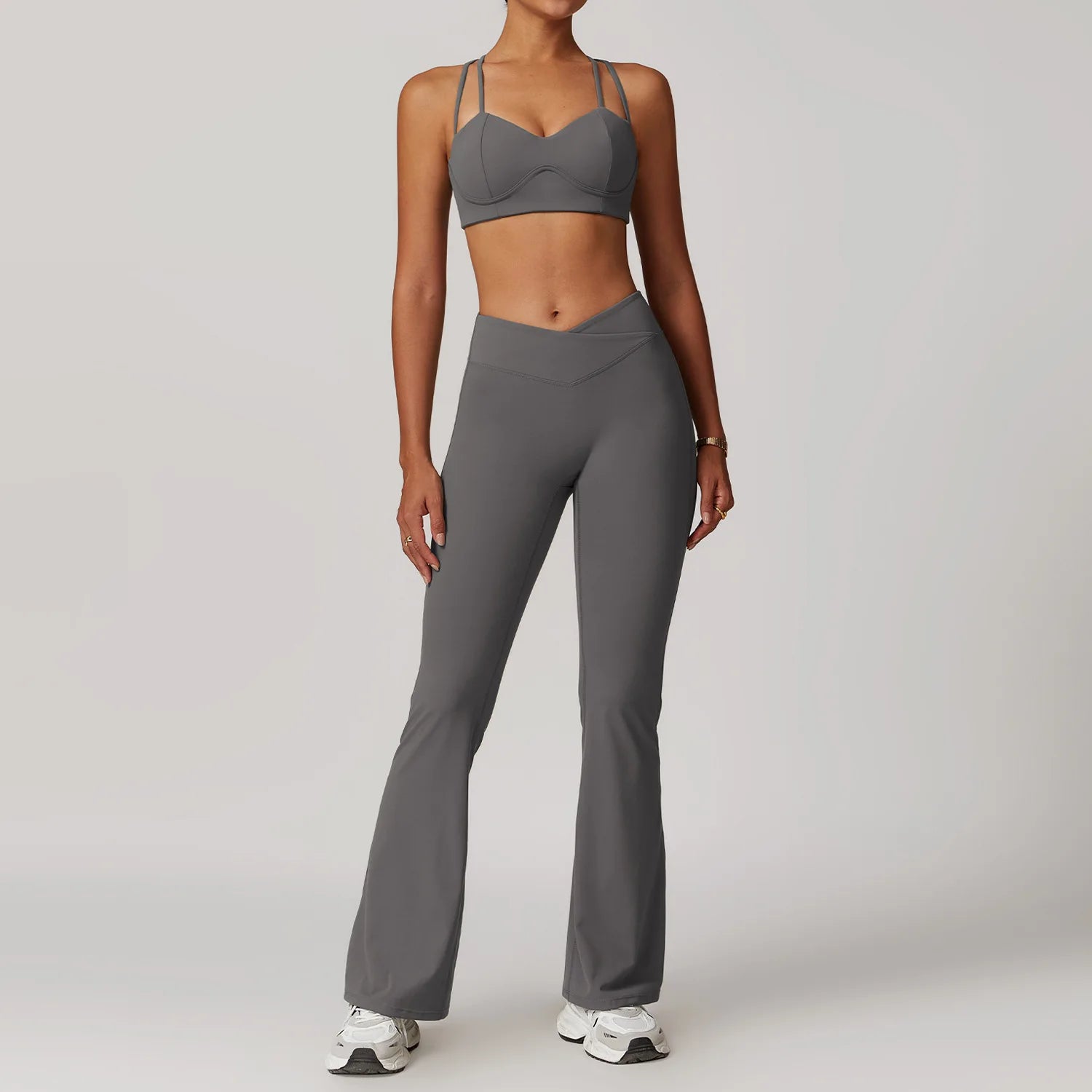 Gray Women's Fitness Leggings Set - 2