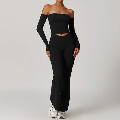 Black Women's Fitness Leggings Set - 1