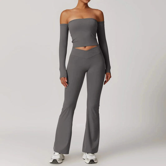 Gray Women's Fitness Leggings Set - 1