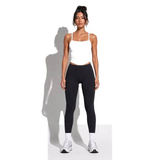 Ruched Yoga Tank Top — White front