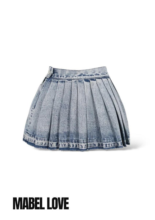 Y2K Pleated Denim Skirt