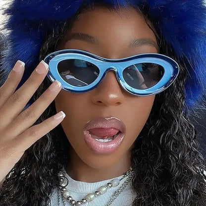 Sample wearing of Blue Y2K Sunglasses