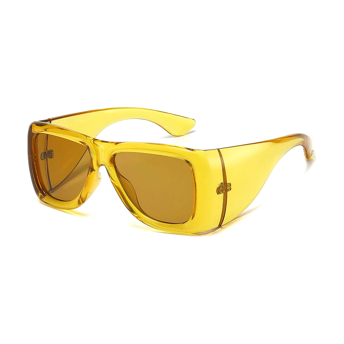 Bold Wrap Aviator Sunglasses — yellow brown front