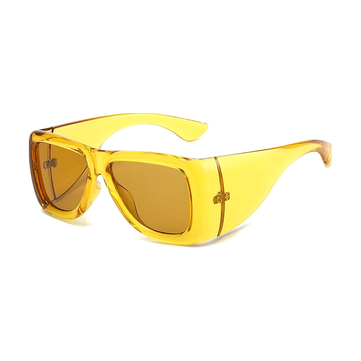Wide-Leg Square Sunglasses — yellow tea front