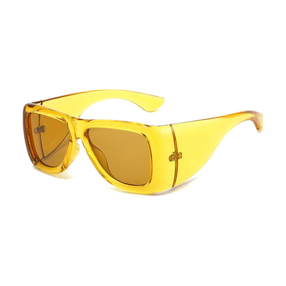 Wide-Leg Square Sunglasses — yellow tea front