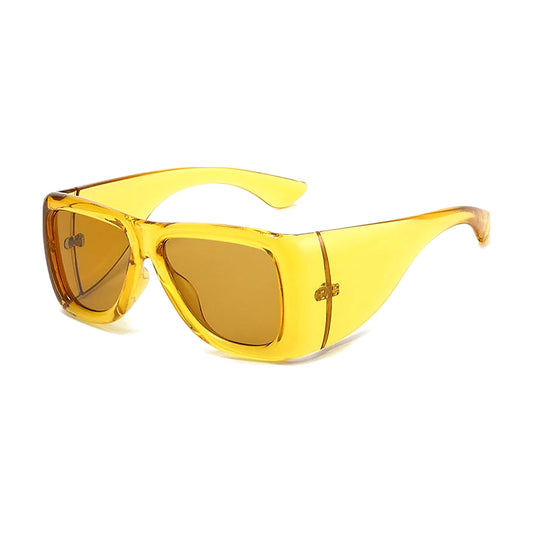 Wide-Leg Square Sunglasses — yellow tea front