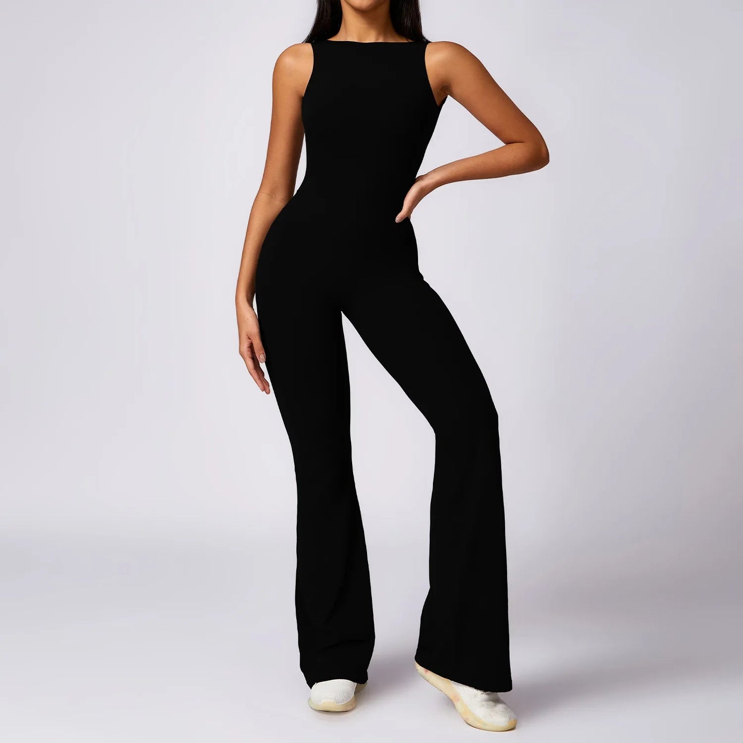 Black Yoga Flare Jumpsuit