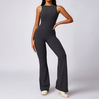 Dark Gray Yoga Flare Jumpsuit