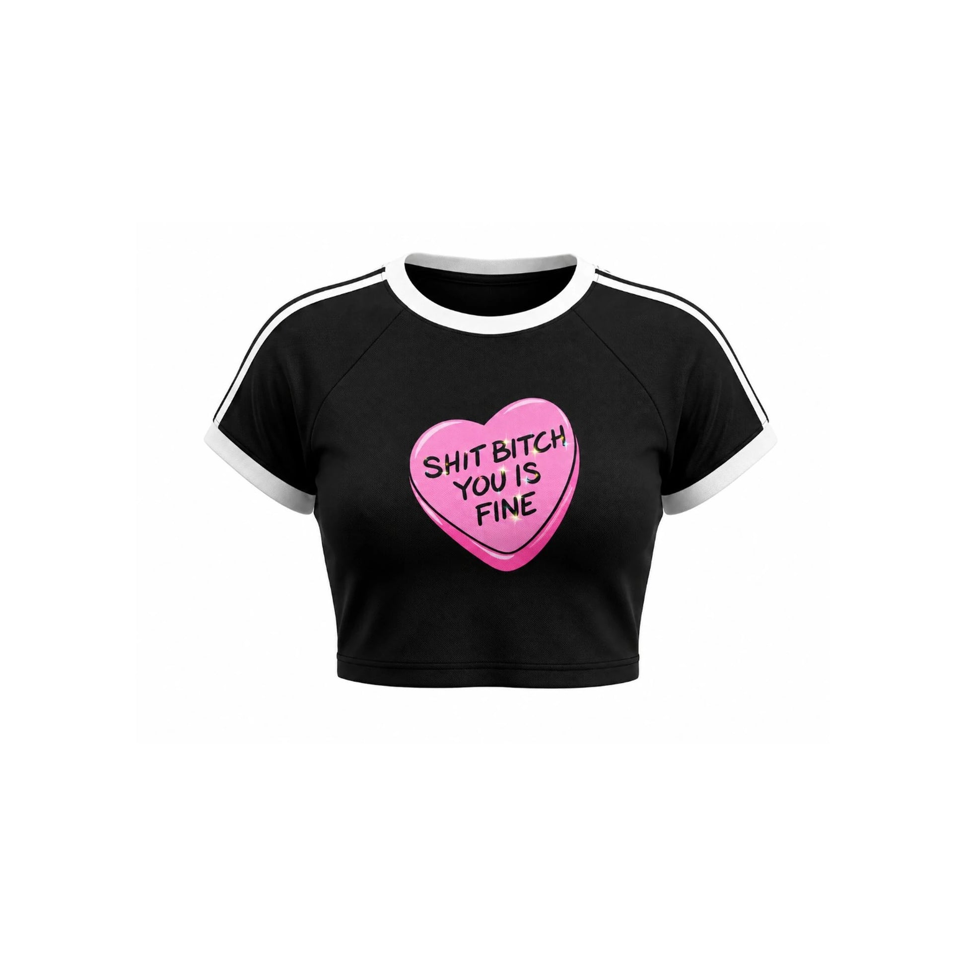 You Is Fine Crop Top — black front