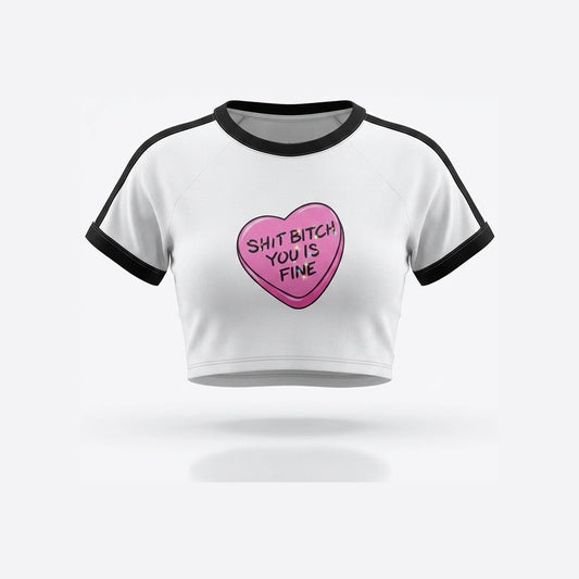 You Is Fine Crop Top — white front