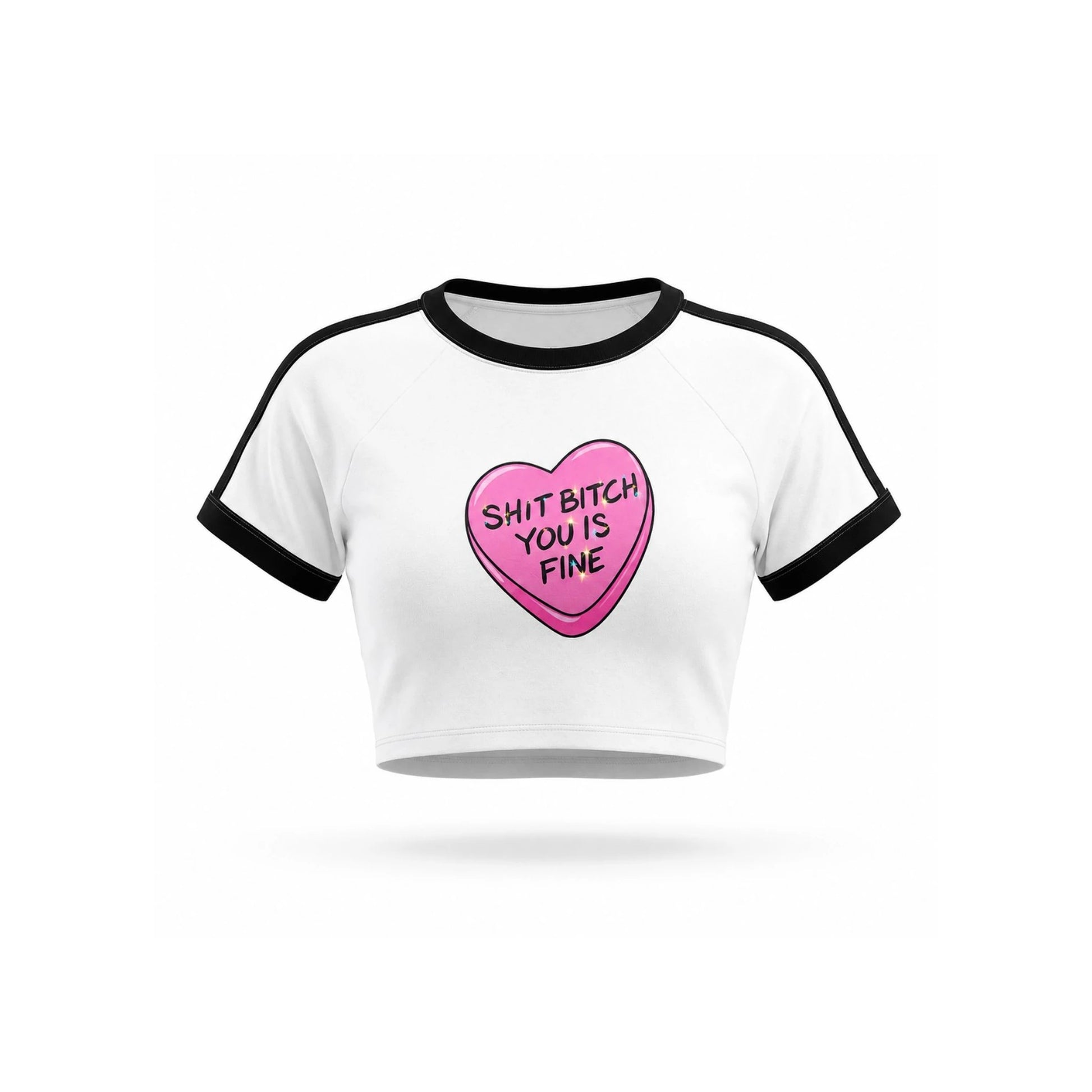 You Is Fine Crop Top — white front