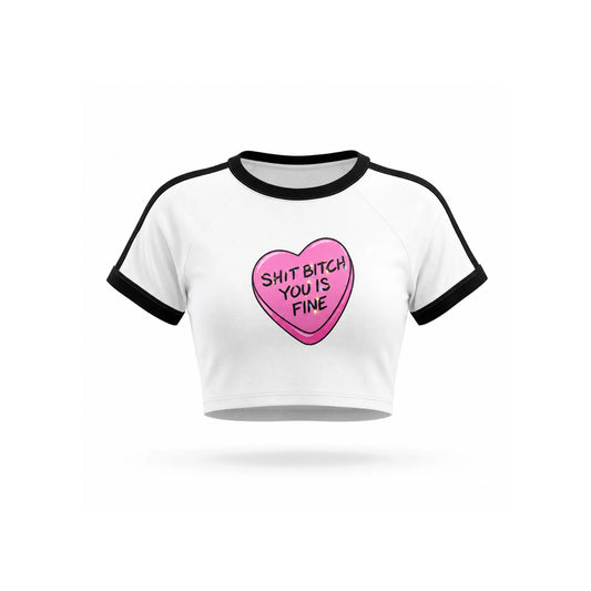 You Is Fine Crop Top — white front